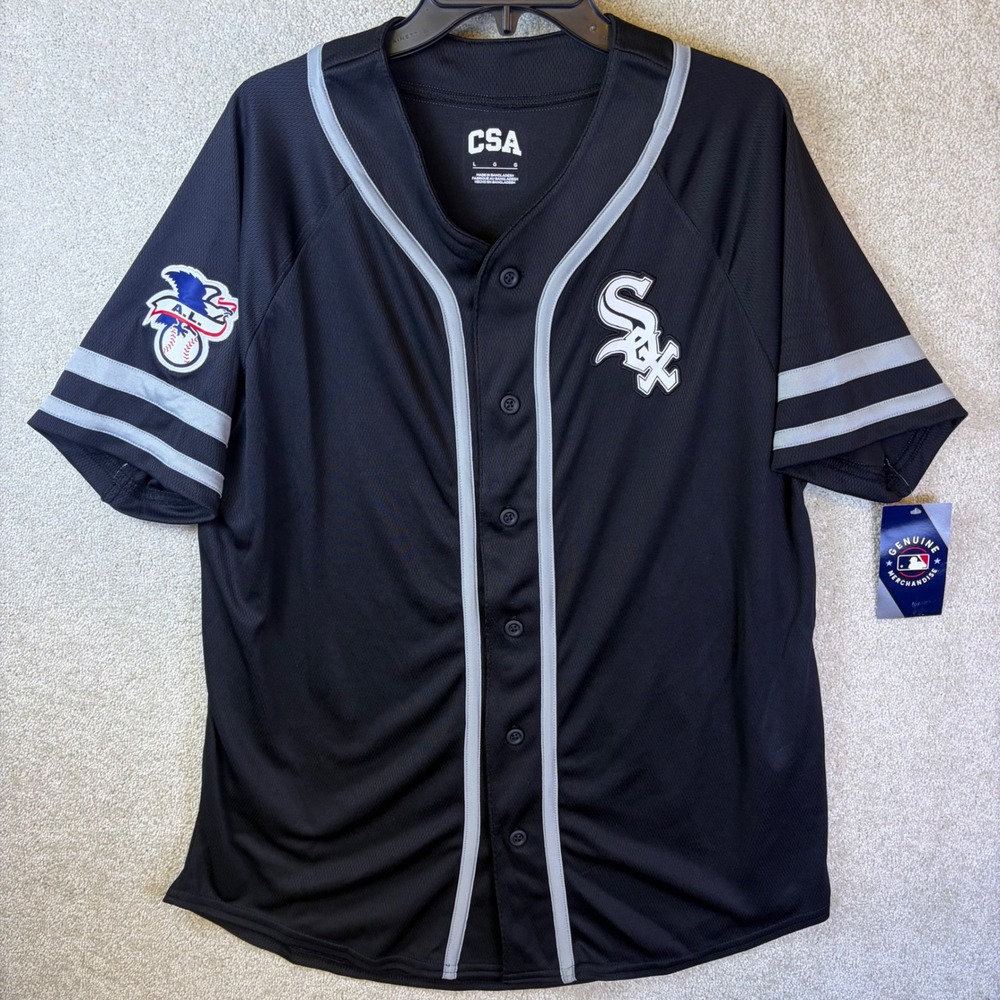 CSA Chicago White Sox Baseball‎ Jersey Mens Large Black Button Front MLB NEW